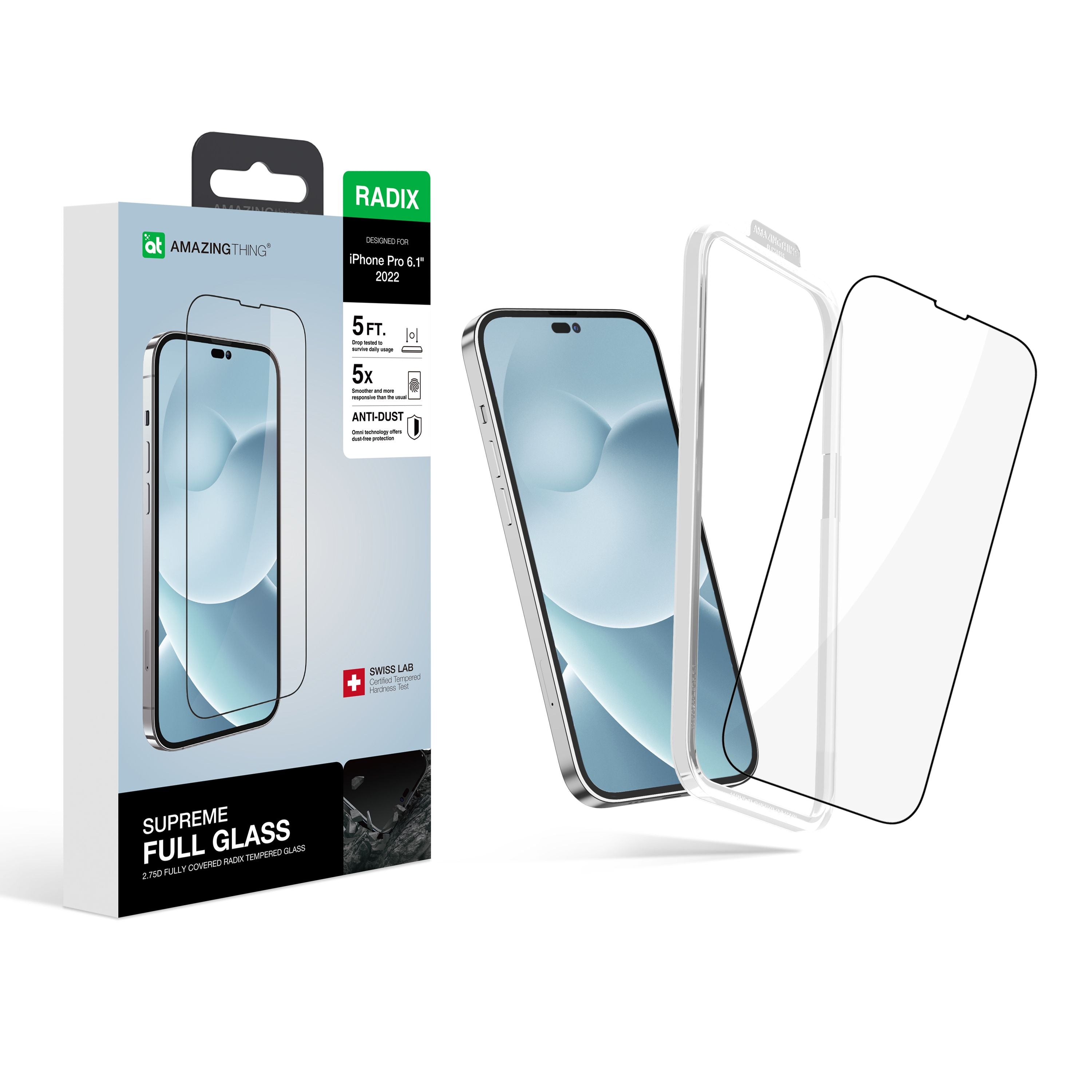 AMAZINGthing 2.7D Full Radix Glass Screen Protector for iPhone 14 6.1 Pro