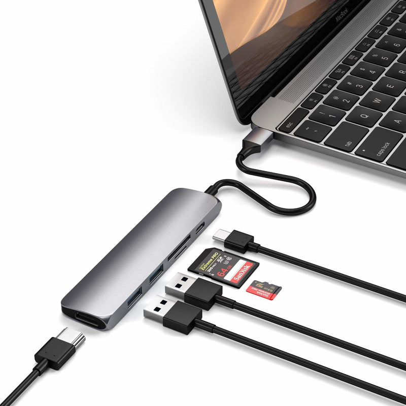 Satechi Hub Type-C Slim Multi-Port Adapter V2 - Space Grey - TECH STREET