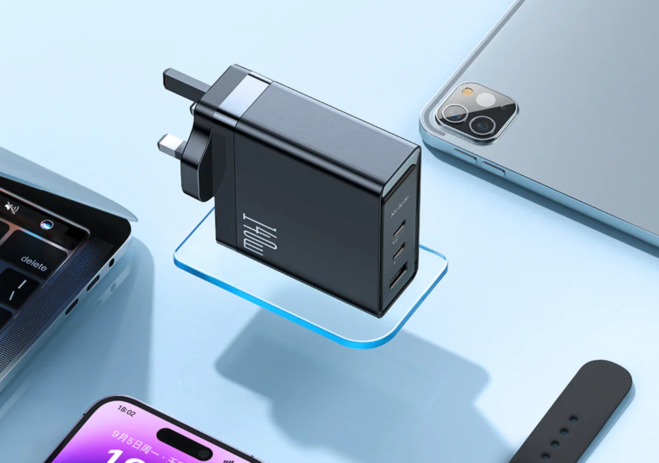 Mcdodo 140W GaN 5 Pro Dual Type-C + USB  Fast Charger  (UK plug)