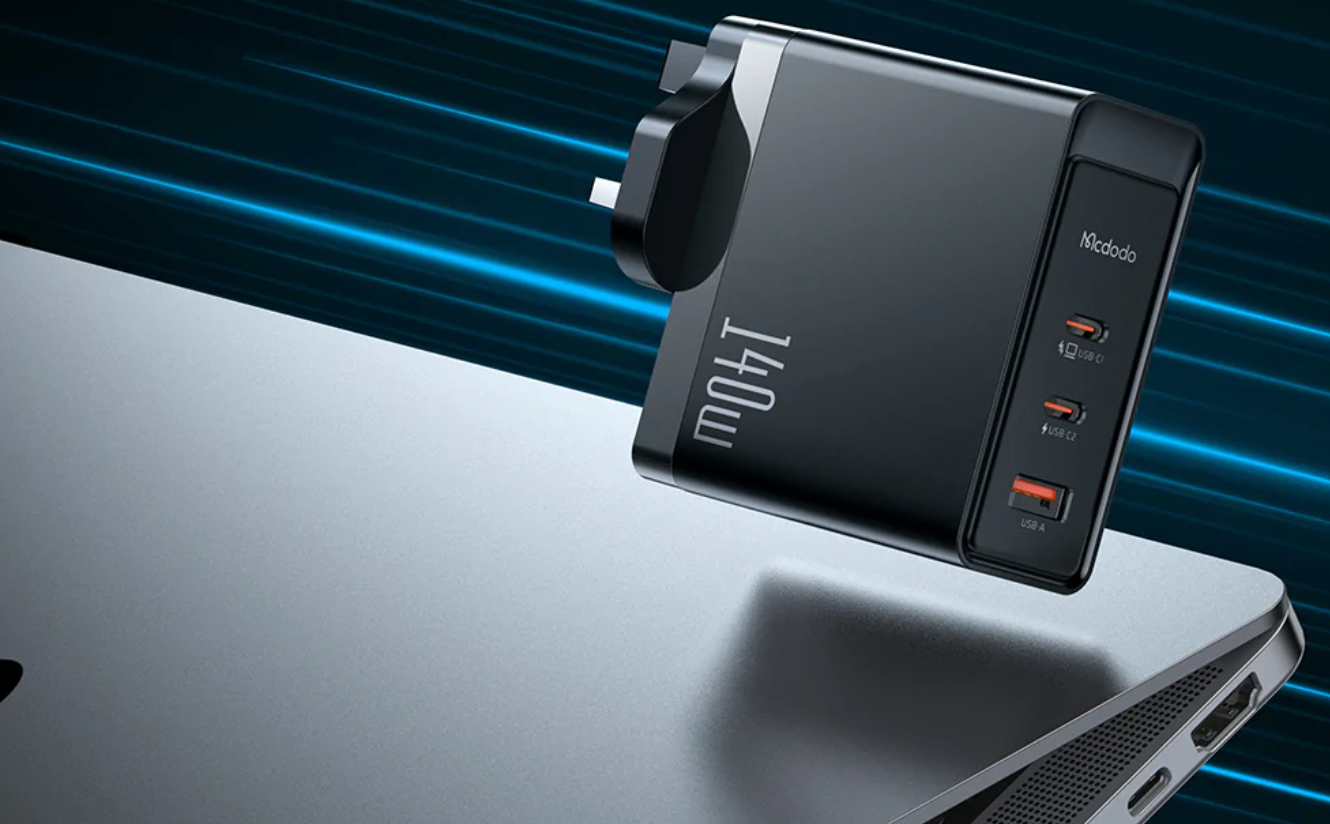 Mcdodo 140W GaN 5 Pro Dual Type-C + USB Fast Charger (UK plug)