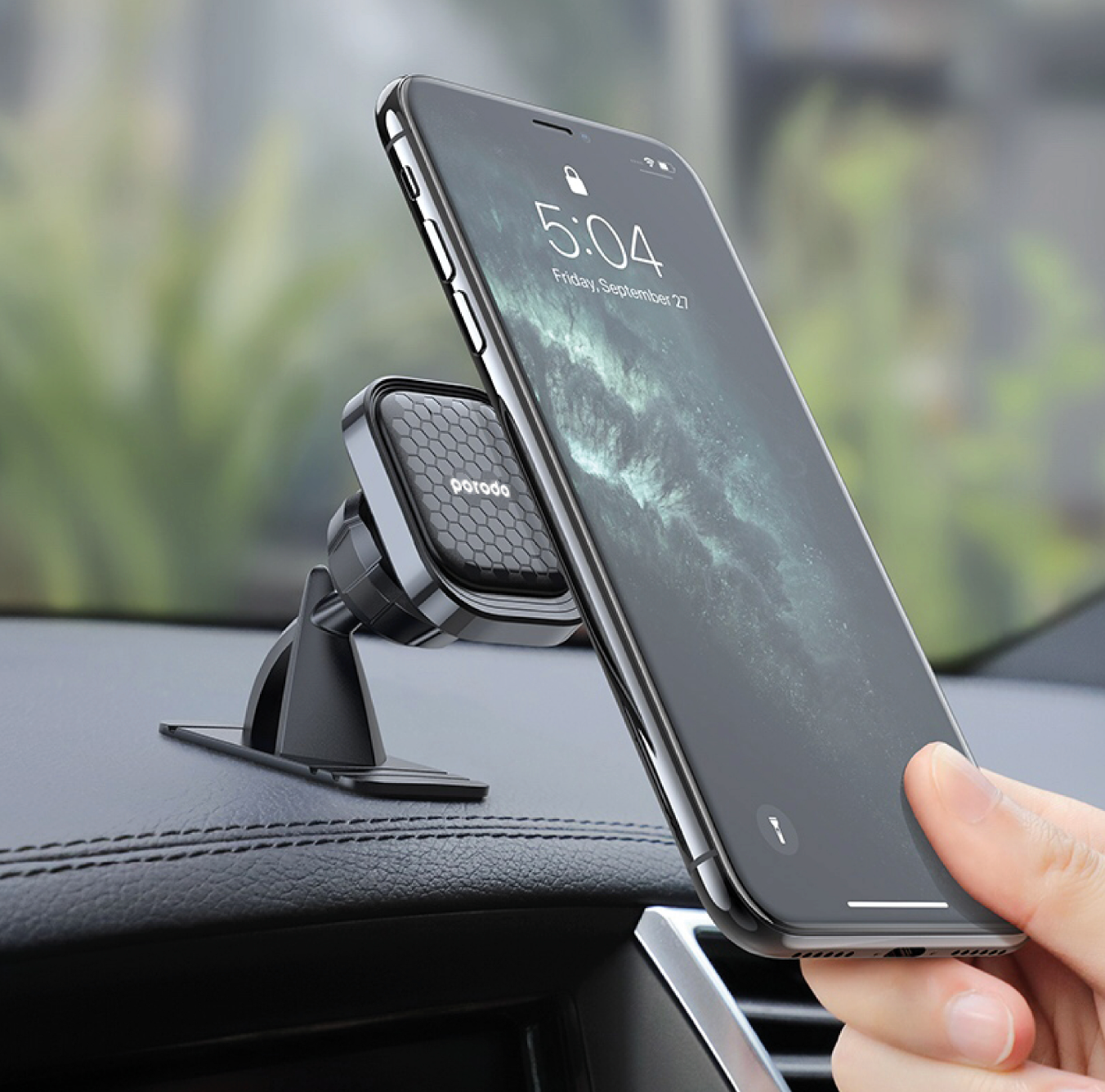 Porodo 360 Magnetic Dash Mount Phone Holder - Black