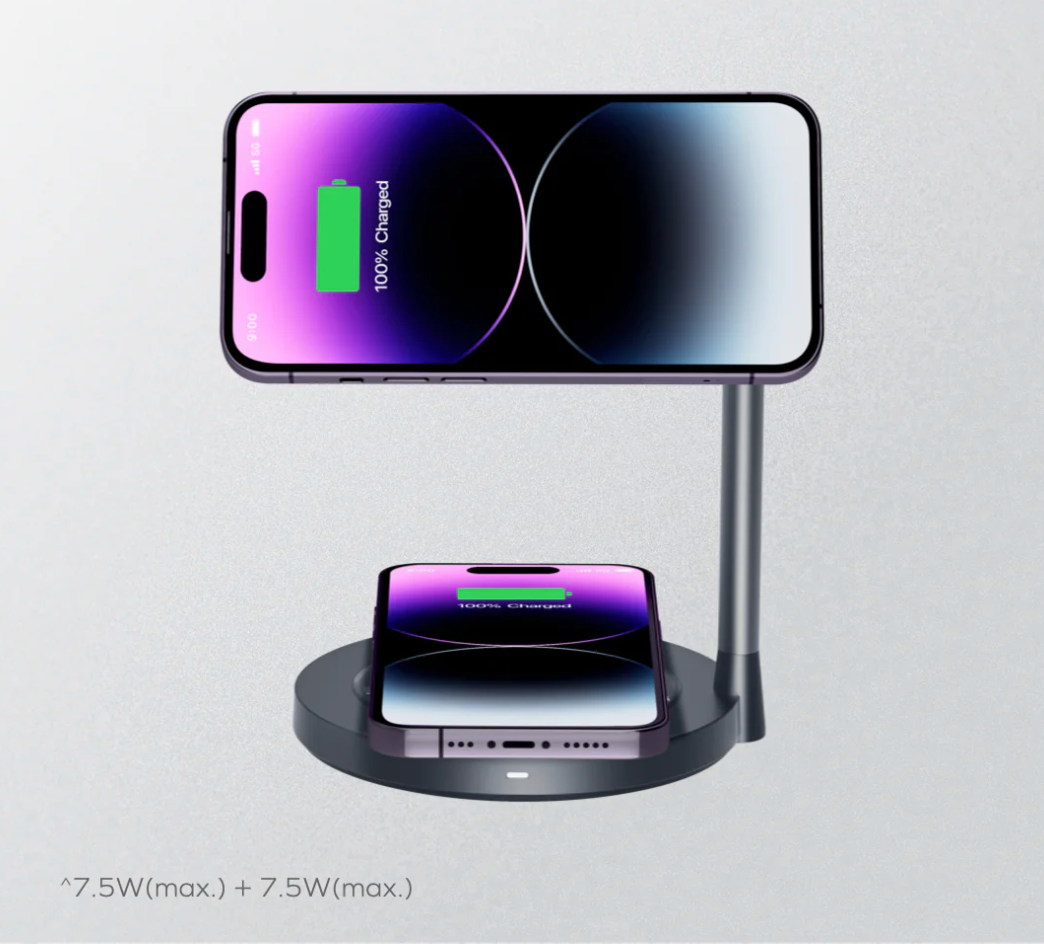 MOMAX Q.MAG DUAL 2 DUAL MAGNETIC WIRELESS CHARGING STAND BK