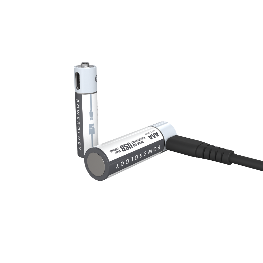 Powerology USB Rechargeable Lithium-ion Battery AAA 450mAh / 675mWh - 2pcs/Pack - TECH STREET