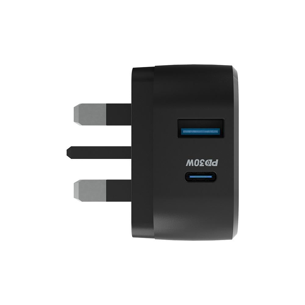 Powerology Dual Port Ultra-Compact Quick Wall Charger USB-A 18W + PD 30W