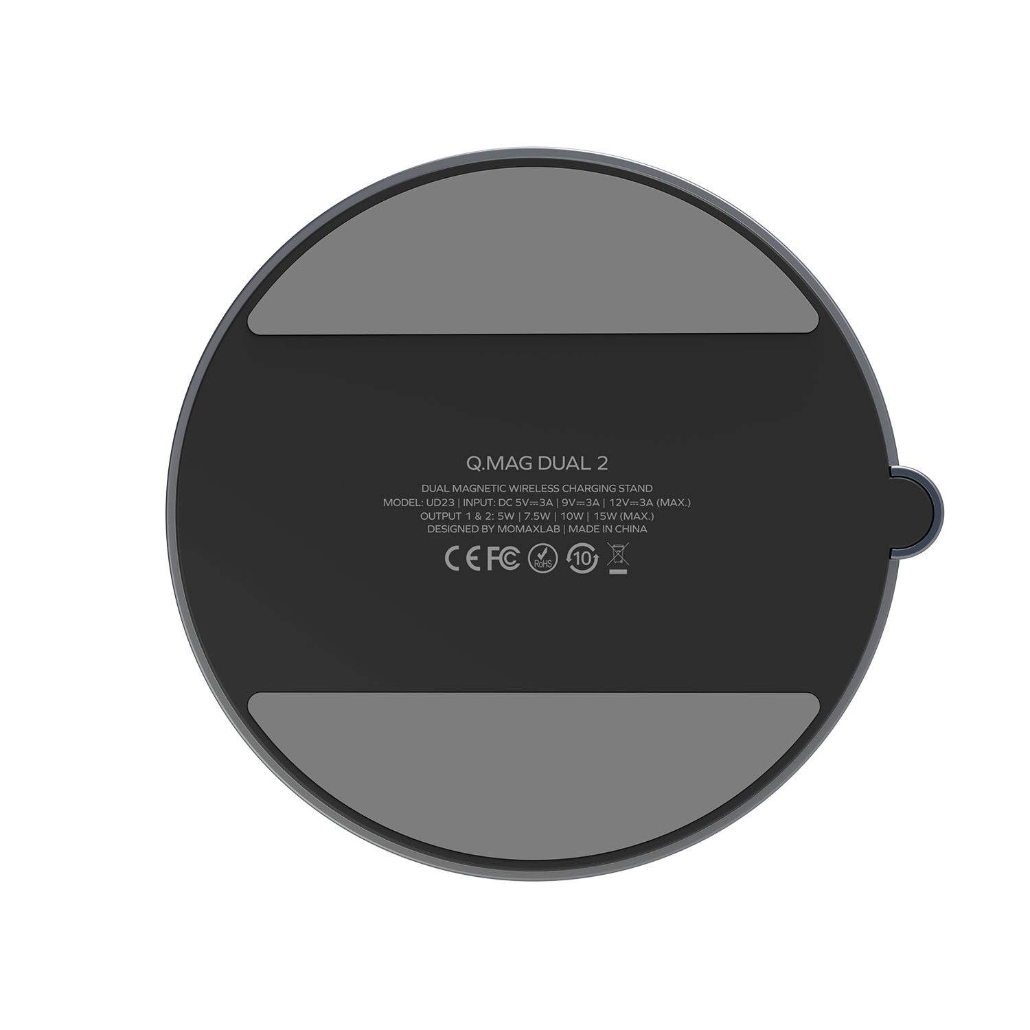 MOMAX Q.MAG DUAL 2 DUAL MAGNETIC WIRELESS CHARGING STAND BK