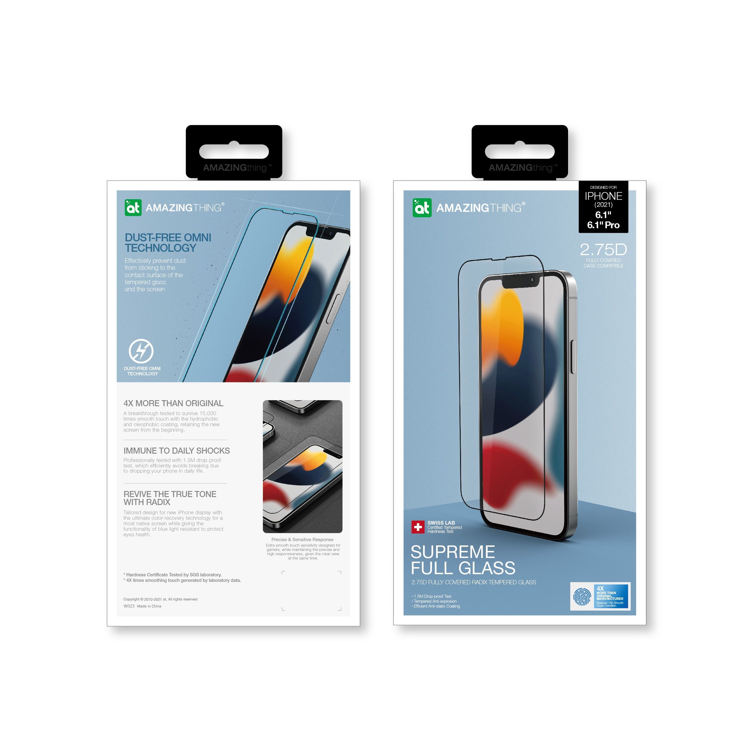AMAZINGthing 2.75D Fully Covered Radix Tempered Glass Screen Protector - iPhone 13 & 13 Pro - Clear