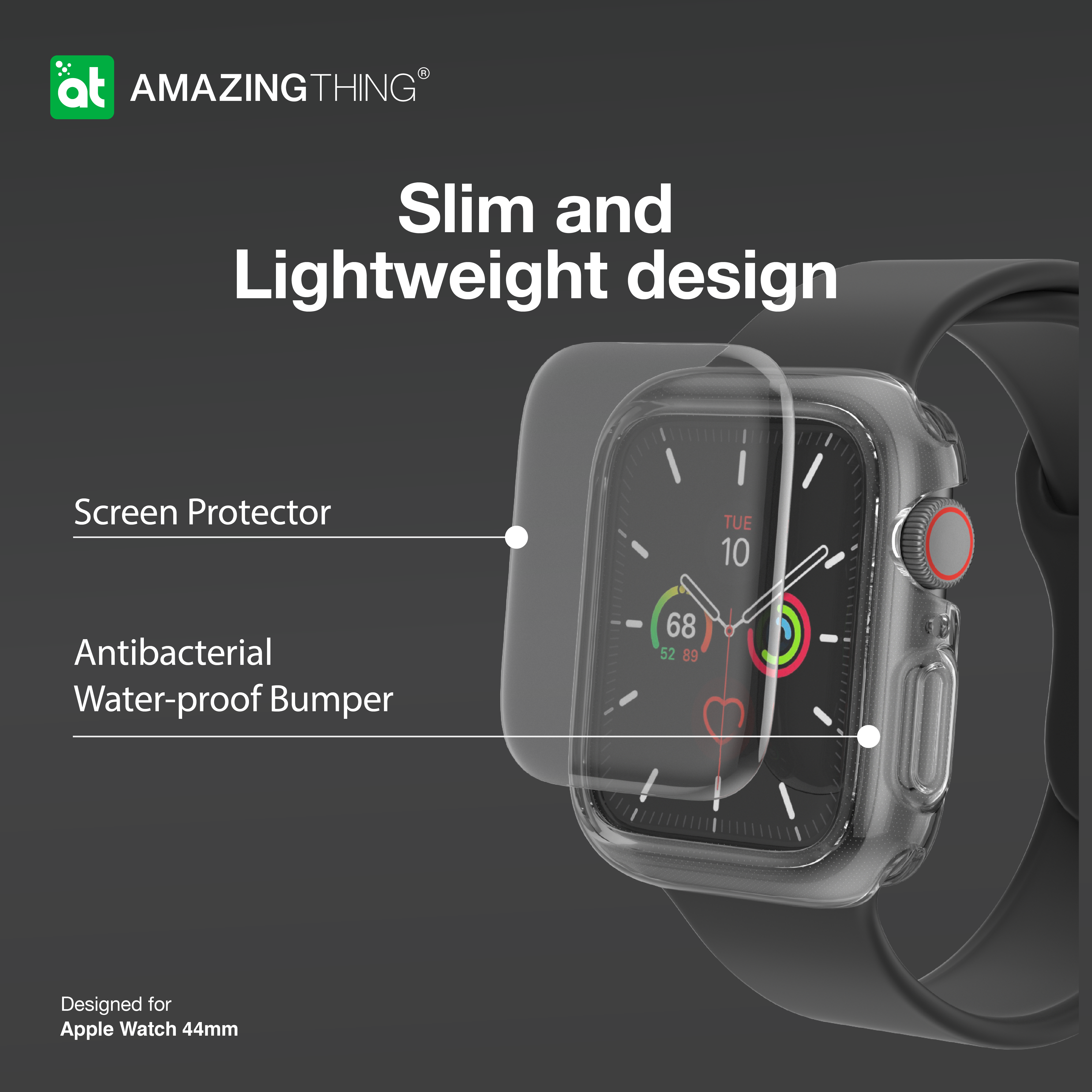 AMAZINGthing AW 44M Series 5/4 Outre Bumper + Screen Protection - Black - Tech Street