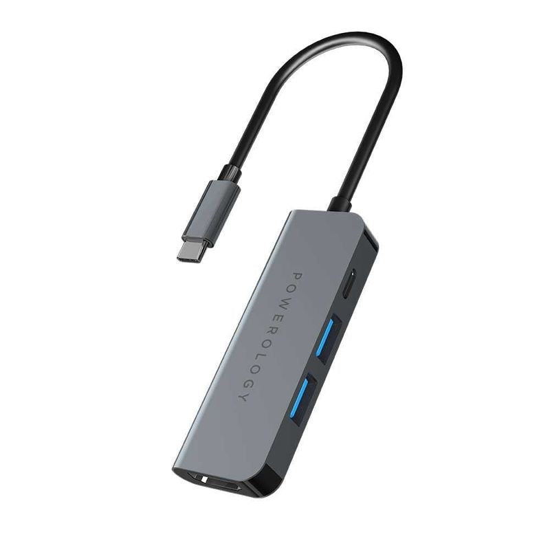 Powerology 4 in 1 USB-C Hub with HDMI &USB 3.0 Gray - Tech Street