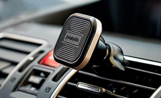 Porodo Aluminum Magnetic Car Mount ( Air vent + Stick On Holder ) - Gold - Tech Street