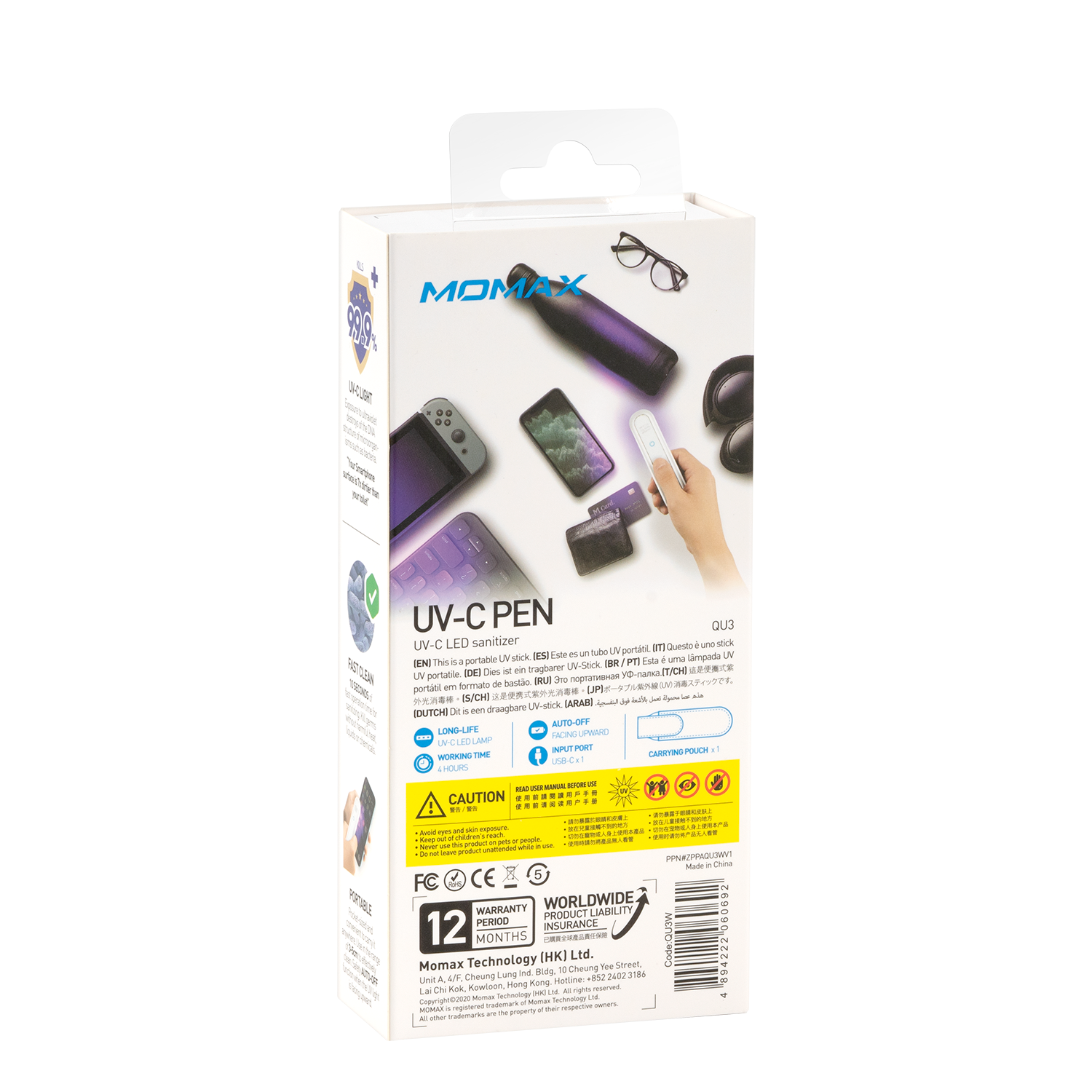 Momax UV-C Pen Portable LED Sanitizer White - Tech Street