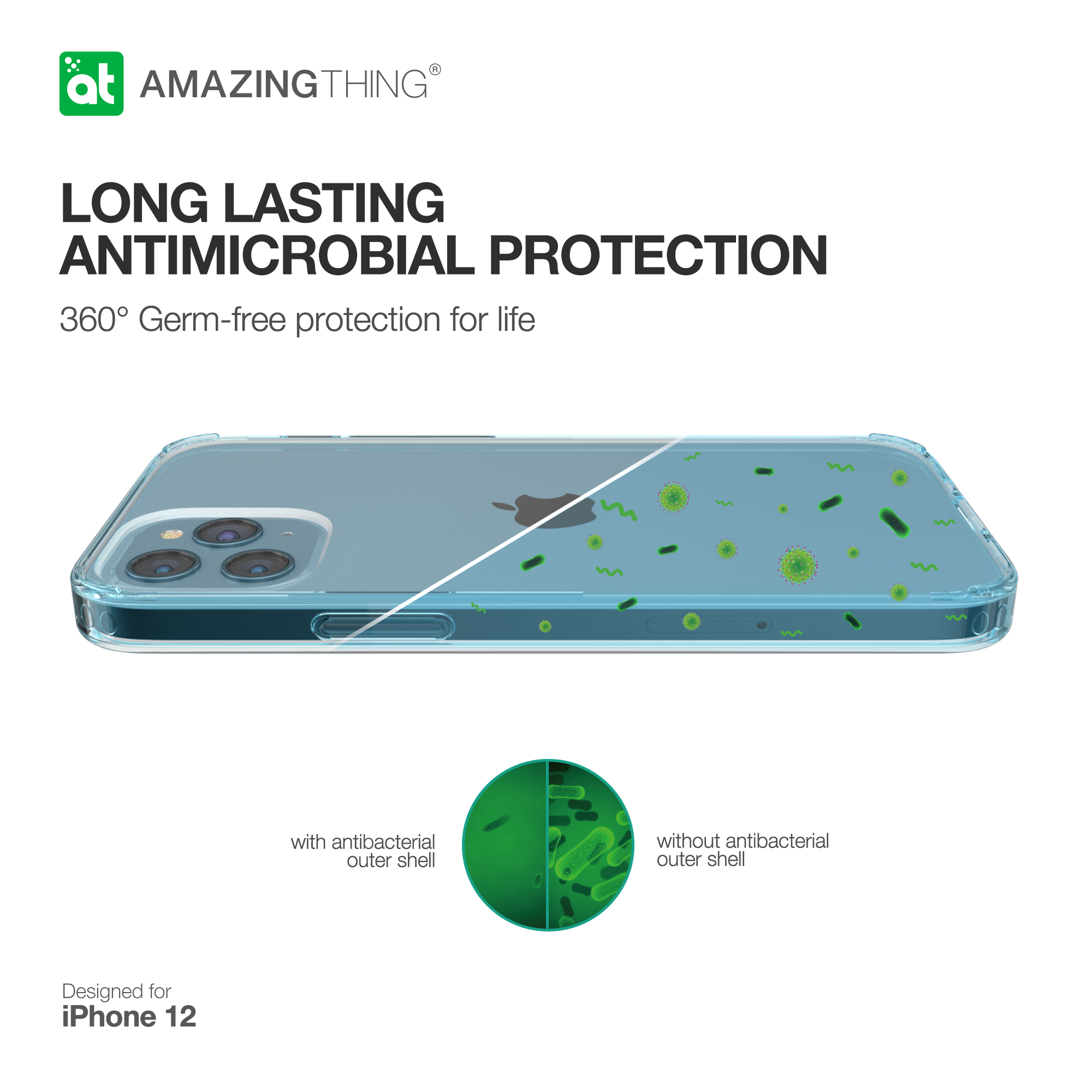 AMAZINGthing Anti-Microbial Outre Minimal Drop Protection Case for iPhone 12 Mini - TECH STREET