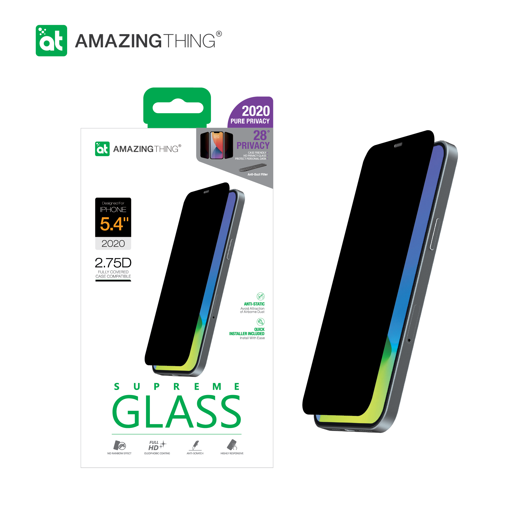 AMAZINGthing Supreme Glass 2.75D Fully Covered Anti-Dust Filter with Installer for iPhone 12 Mini - TECH STREET