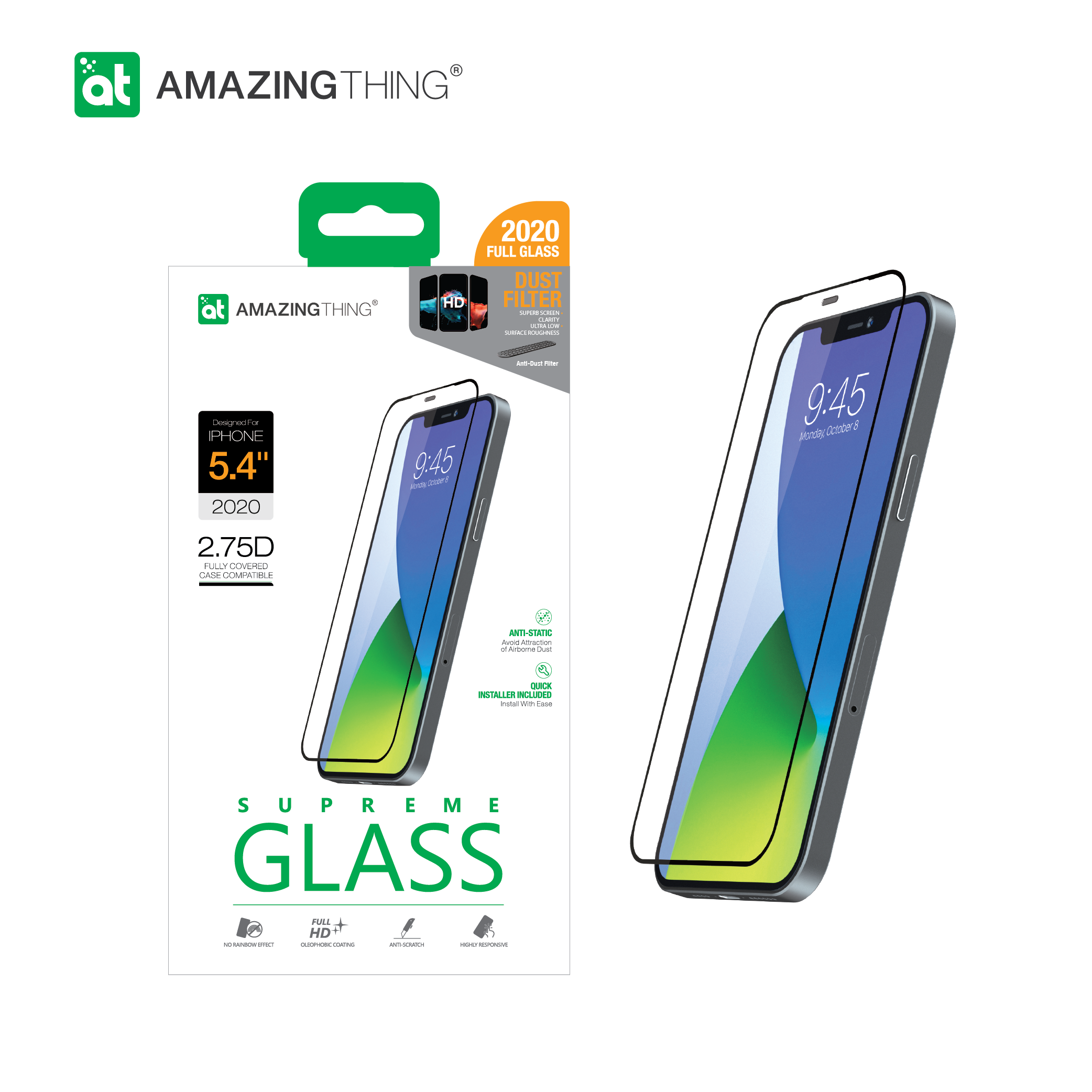 AMAZINGthing Supreme Glass 2.75D Fully Covered Anti-Dust Filter with Installer for iPhone 12 Mini - TECH STREET