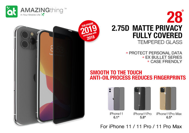 AMAZINGthing 2.75D Ex-Bullet Matte Privacy Dust Filter Glass with Installer for iPhone 11 - TECH STREET