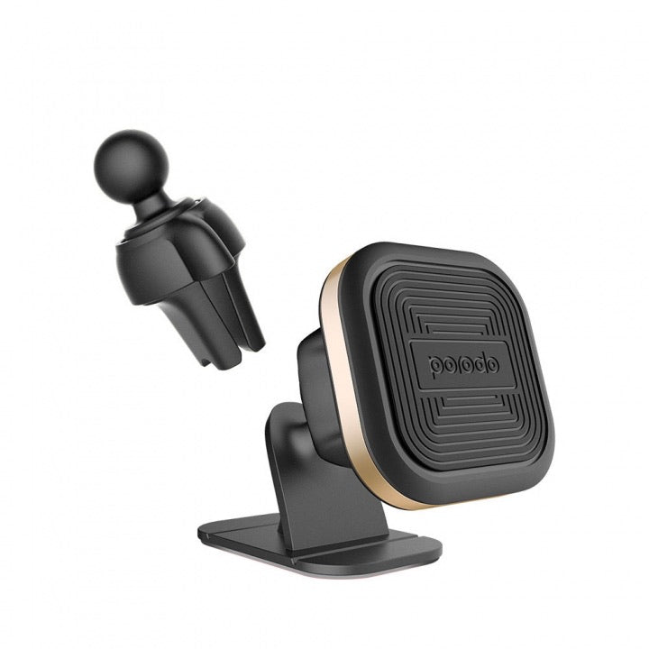 Porodo Aluminum Magnetic Car Mount ( Air vent + Stick On Holder ) - Gold - Tech Street