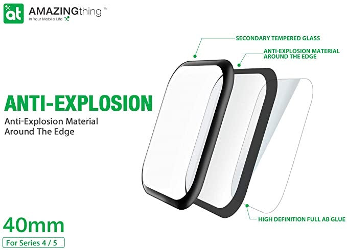 AMAZINGthing Apple Watch 40MM 3D Full Glue for Series 5/4 Supreme Glass Screen Protector - Tech Street