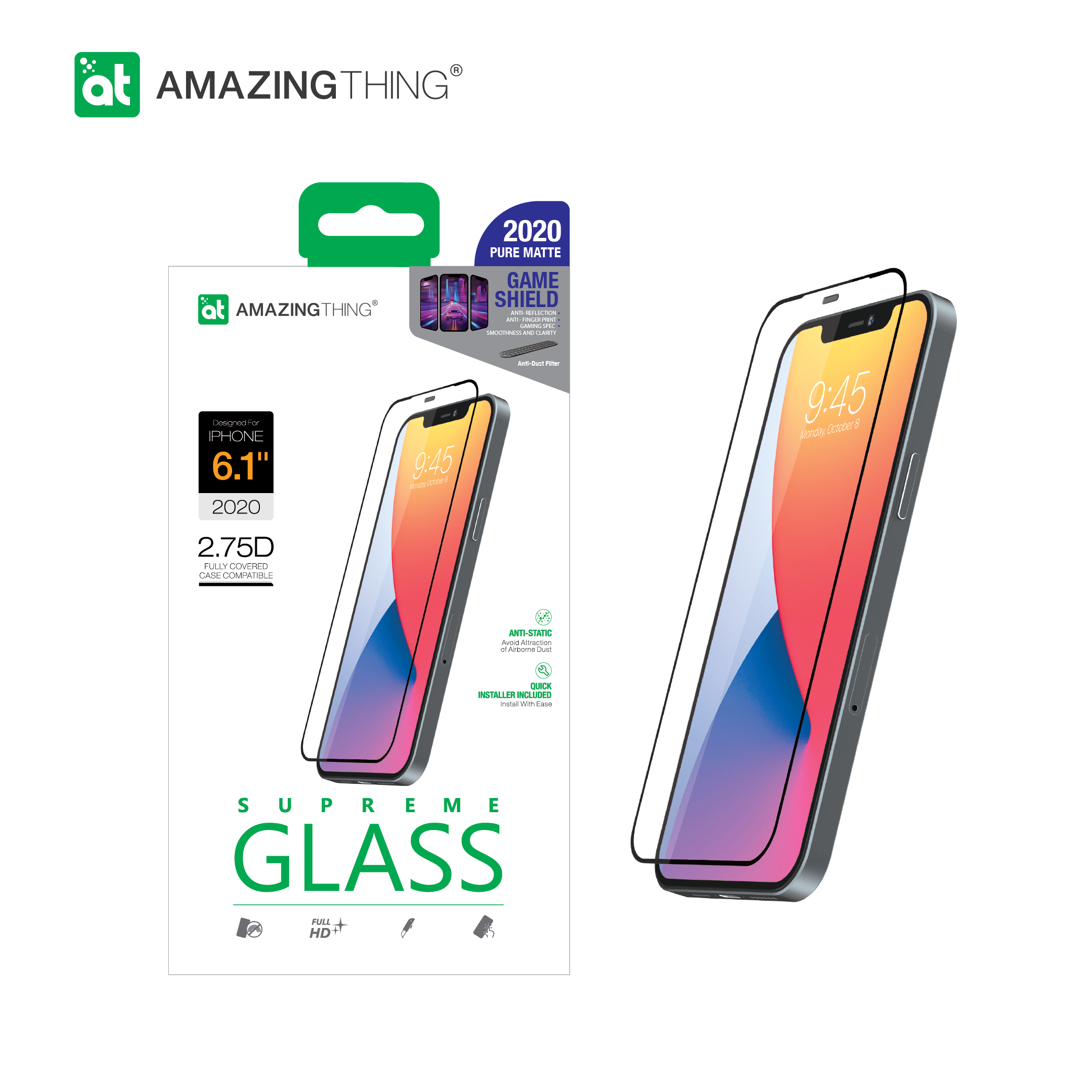 AMAZINGthing Supreme Glass 2.75D Fully Covered Anti-Dust Filter with installer for iPhone 12 & 12 Pro - TECH STREET