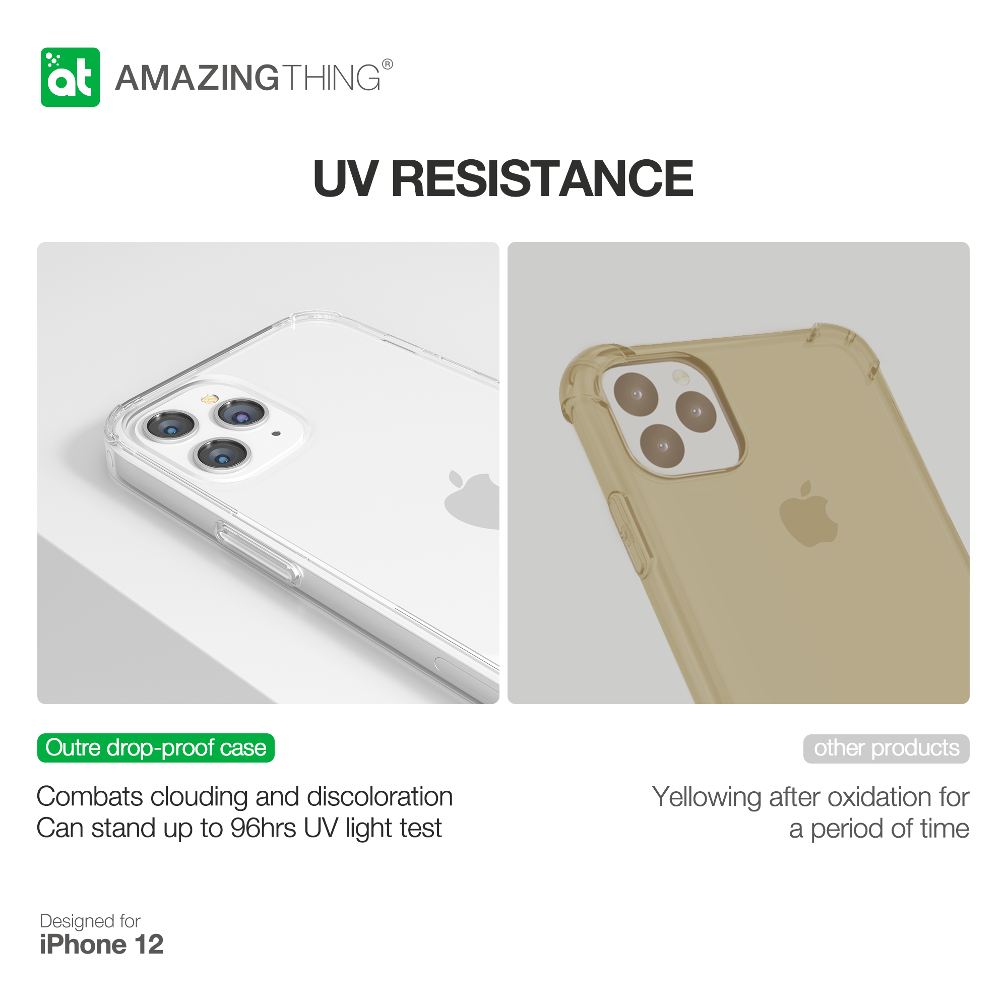 AMAZINGthing Anti-Microbial Outre Minimal Drop Protection Case for iPhone 12 Mini - TECH STREET