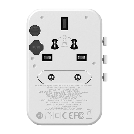 Momax 1-World GAN 5 Ports + AC Travel Adapter 65W