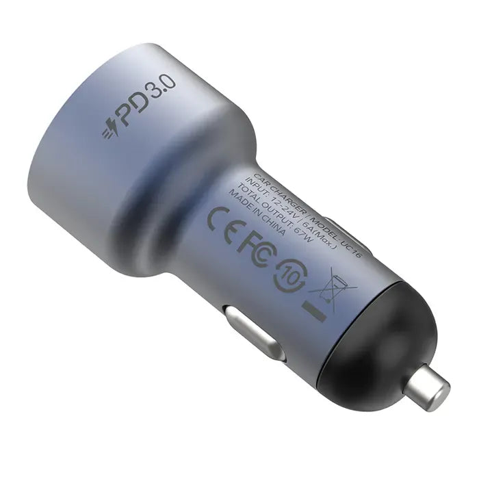 MOMAX MOVE 67W DUAL PORT CAR CHARGER SPACE GREY