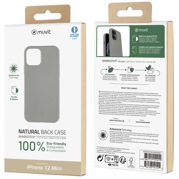 Muvit for Change Case Bambootek Pebble for iPhone 12 Mini - TECH STREET