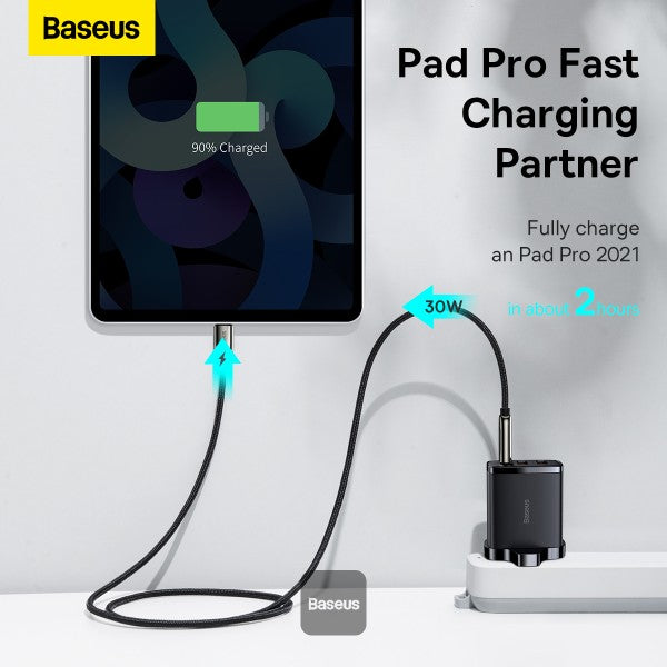 BASEUS Compact Quick Charger 2U+C Three Ports 30W Travel Power Adapter UK Plug