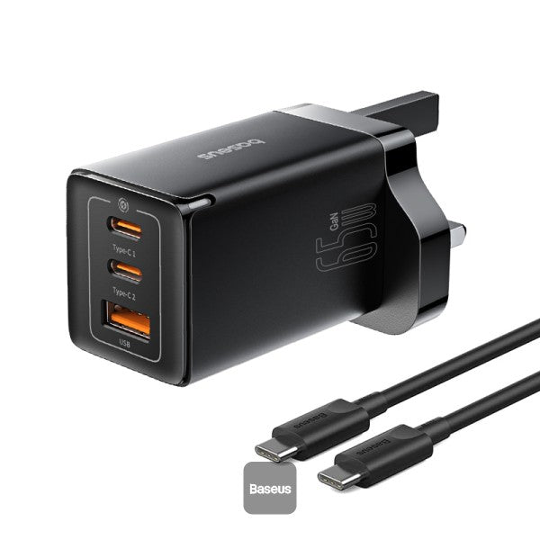 Baseus GaN5 Pro 65W 3 Port Fast Charger | 2 Type-C + USB-A, UK