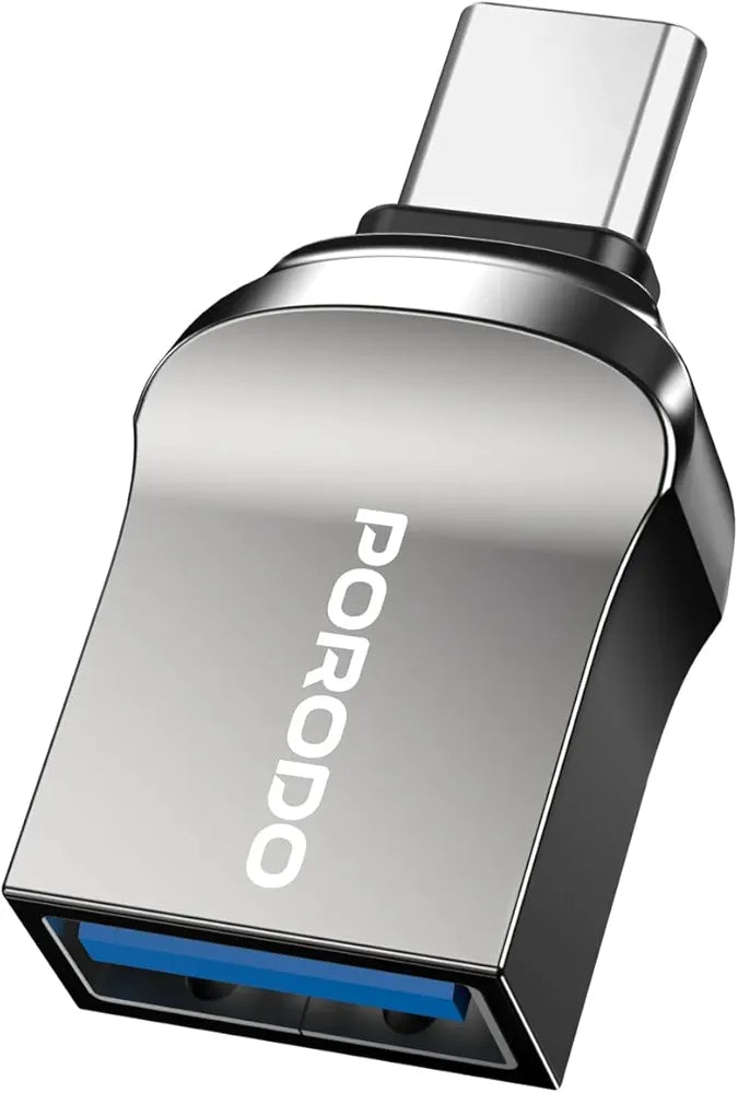 Porodo USB A to Type-C Adapter 0.12M Cable  - Black