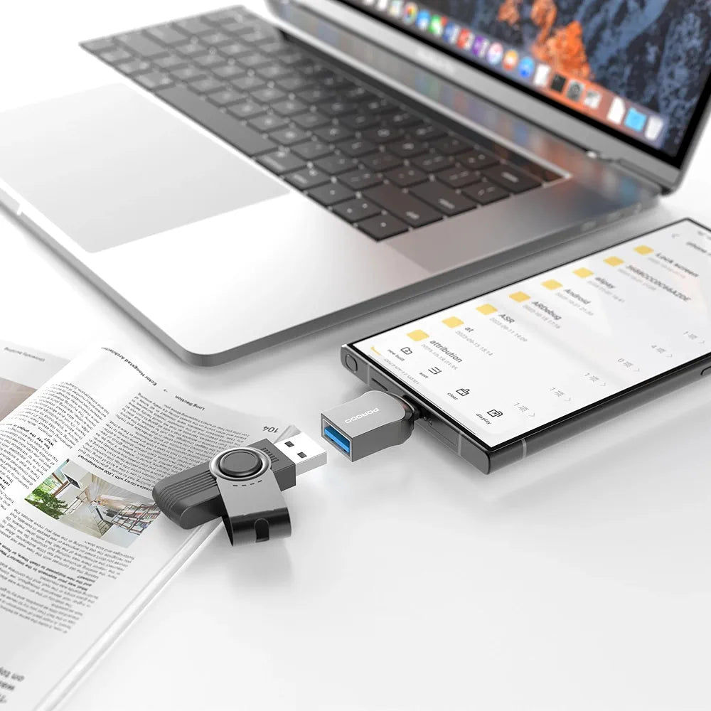 Porodo USB A to Type-C Adapter 0.12M Cable  - Black