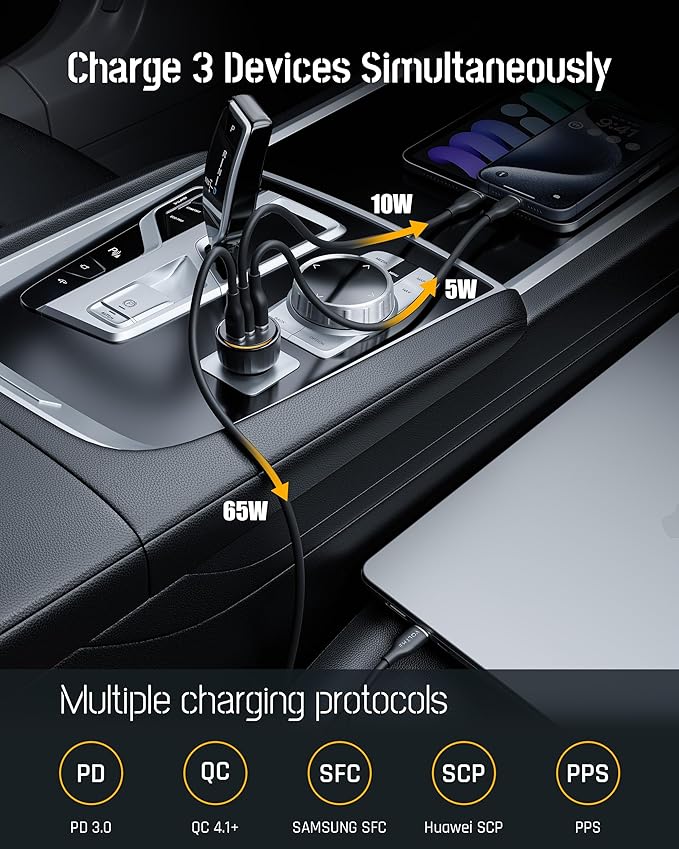 Voltme Cazo 65 CCA 65W 3 Port Car Charger