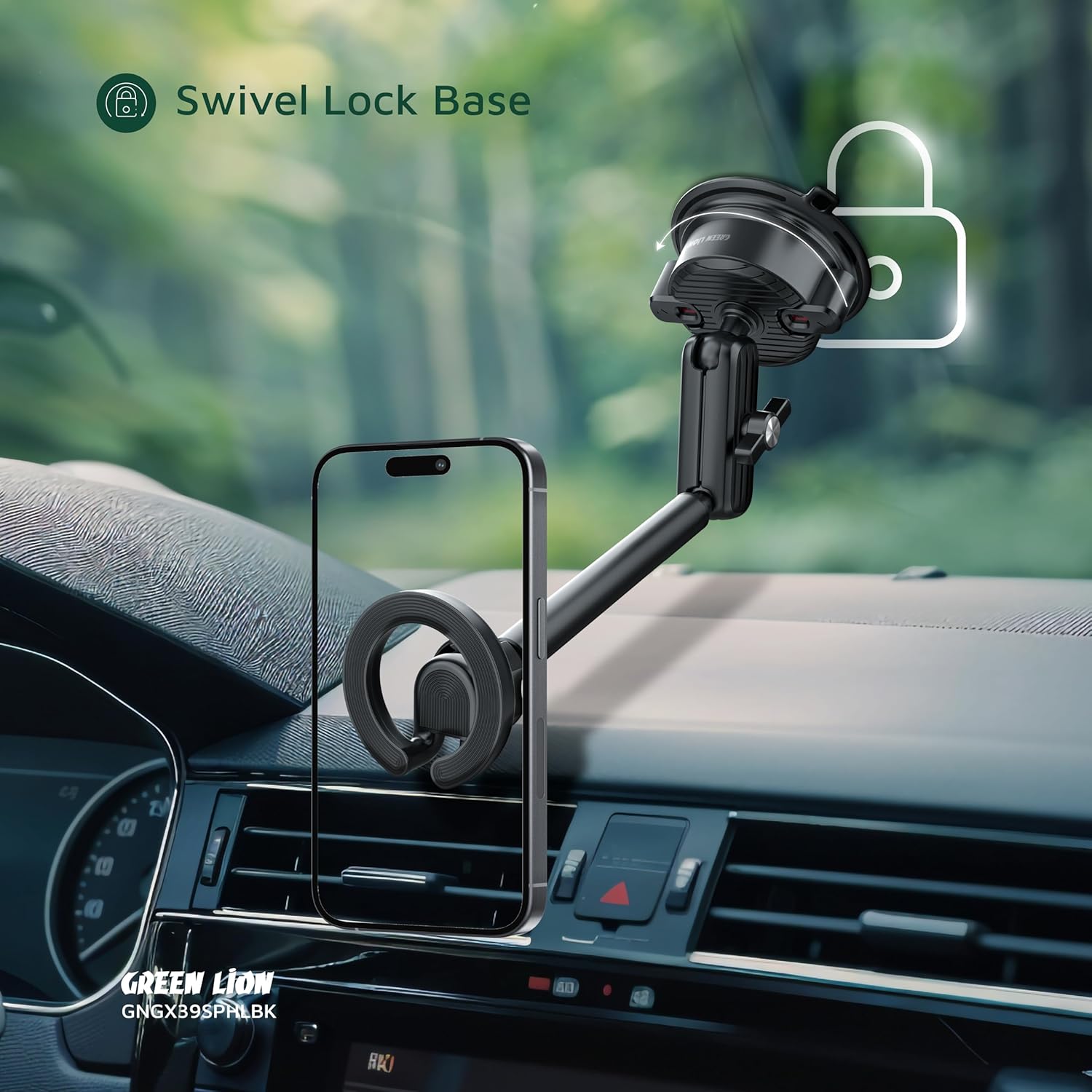 Green Lion - GX-39 Suction Phone Holder - Black