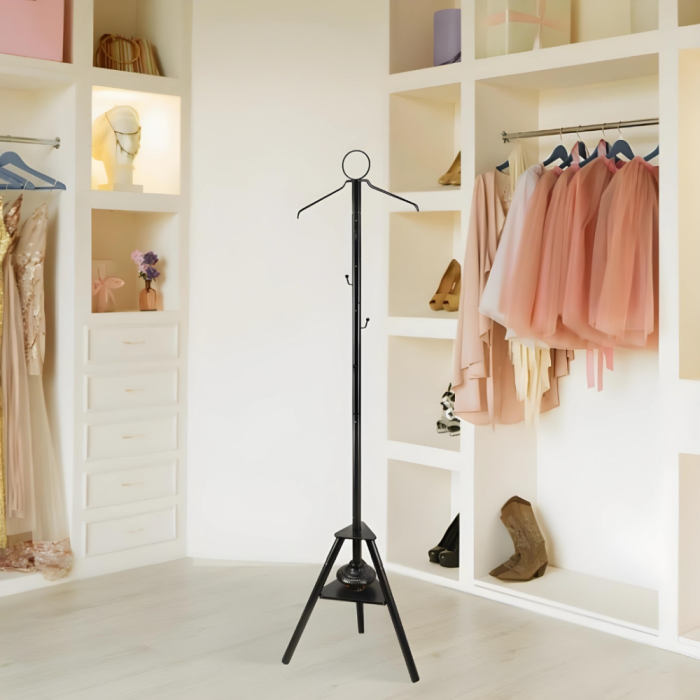 Vertical clothes steamer and stand for steaming clothes, black color, 175 cm