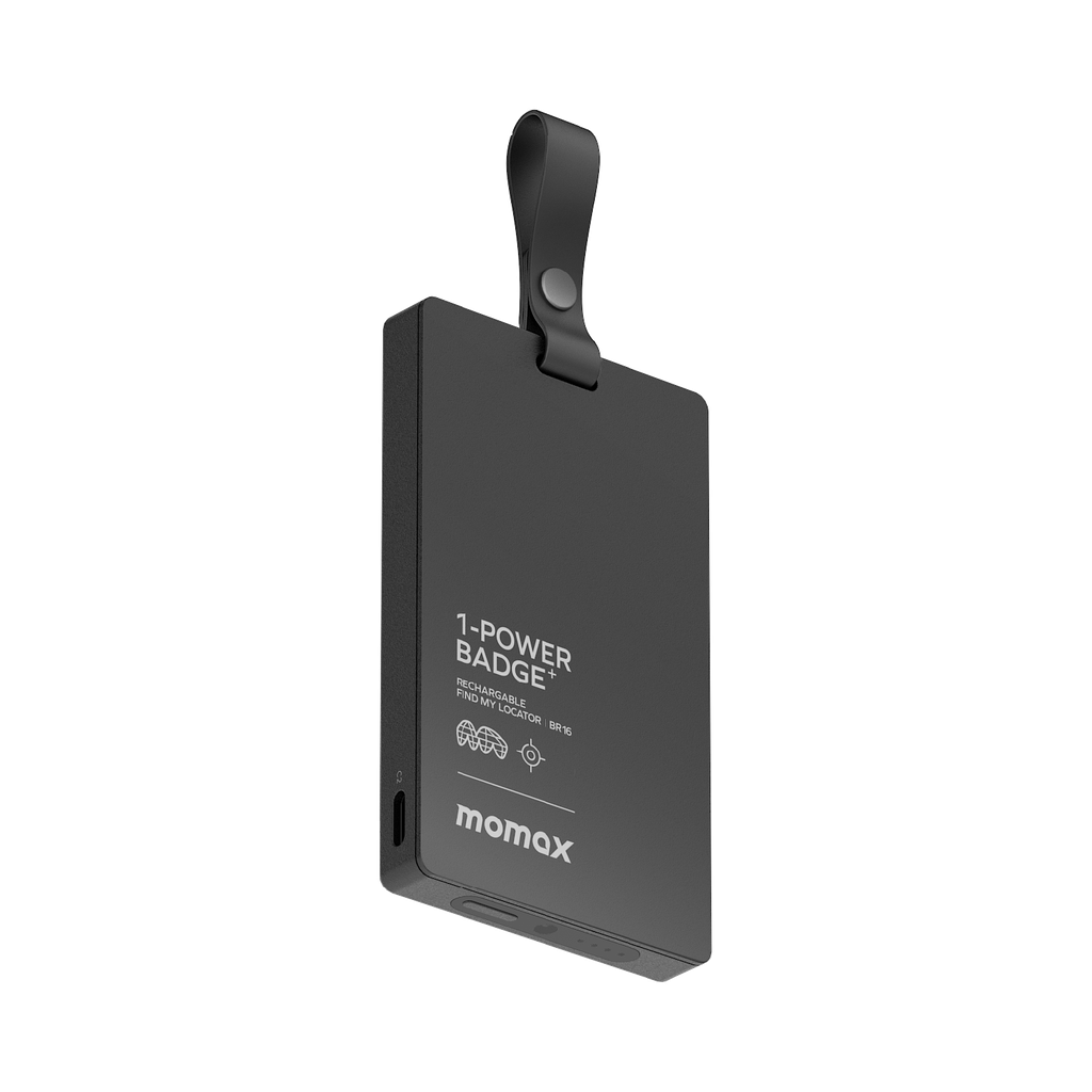 MOMAX 1-POWER BADGE+ RECHARGEABLE BATTERY WITH FIND MY LOCATOR