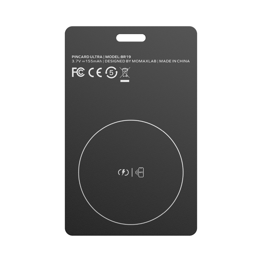 MOMAX - PinCard Ultra Rechargeable Find My Locator with UWB - Black