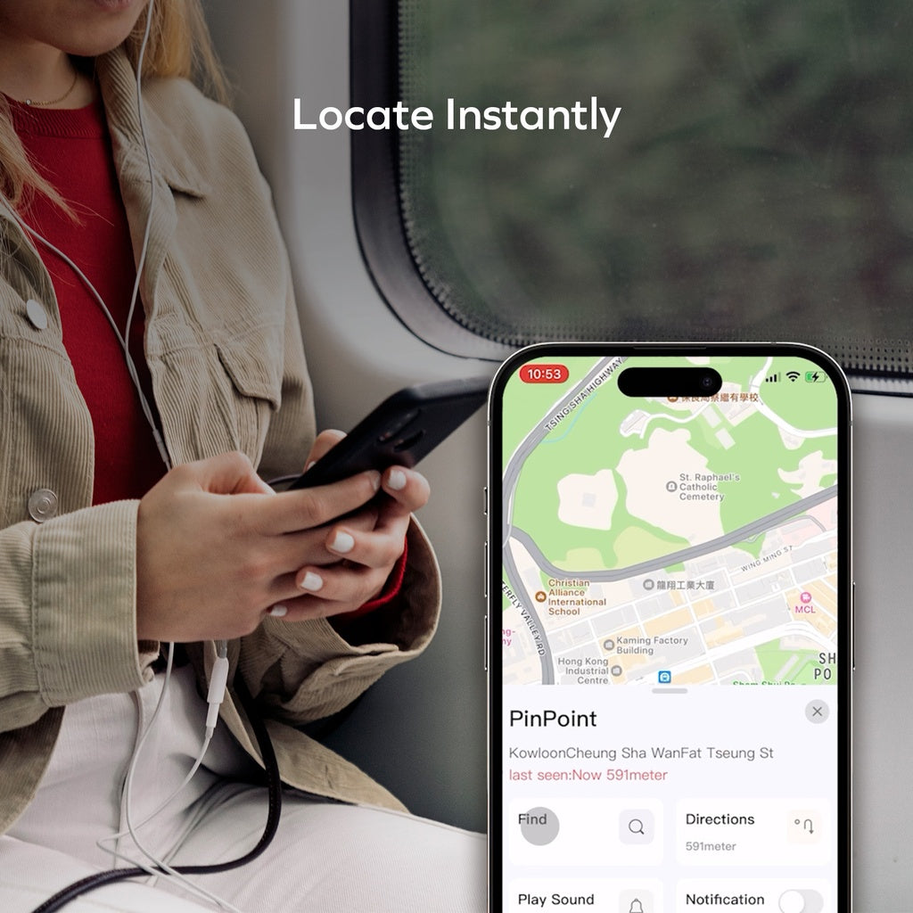 MOMAX - PinCard Ultra Rechargeable Find My Locator with UWB - Black