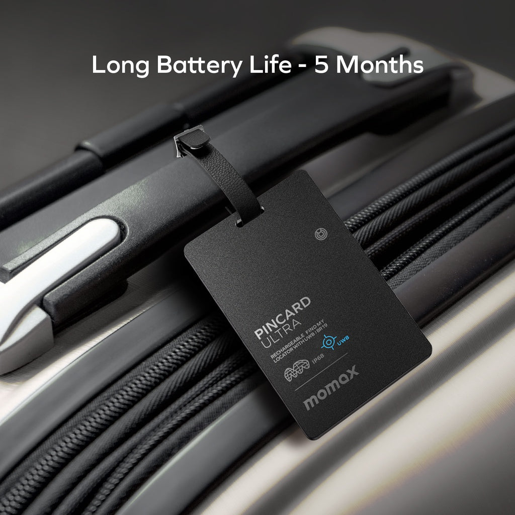 MOMAX - PinCard Ultra Rechargeable Find My Locator with UWB - Black