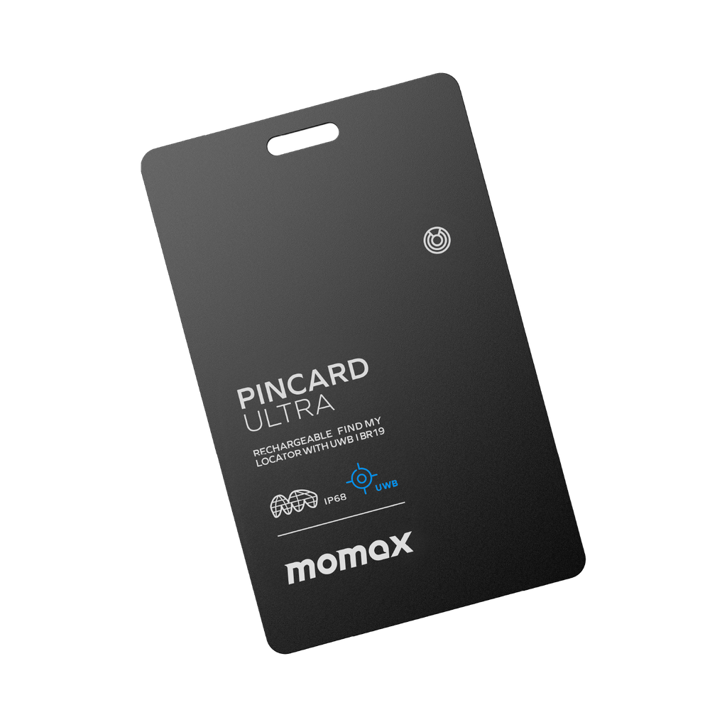 MOMAX - PinCard Ultra Rechargeable Find My Locator with UWB - Black