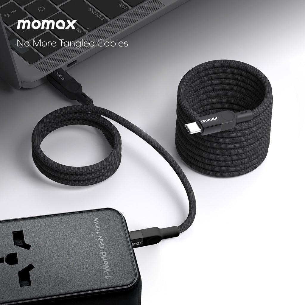 MOMAX ELITE MAG LINK 100W USB-C TO USB-C MAGNETIC CABLE 2M