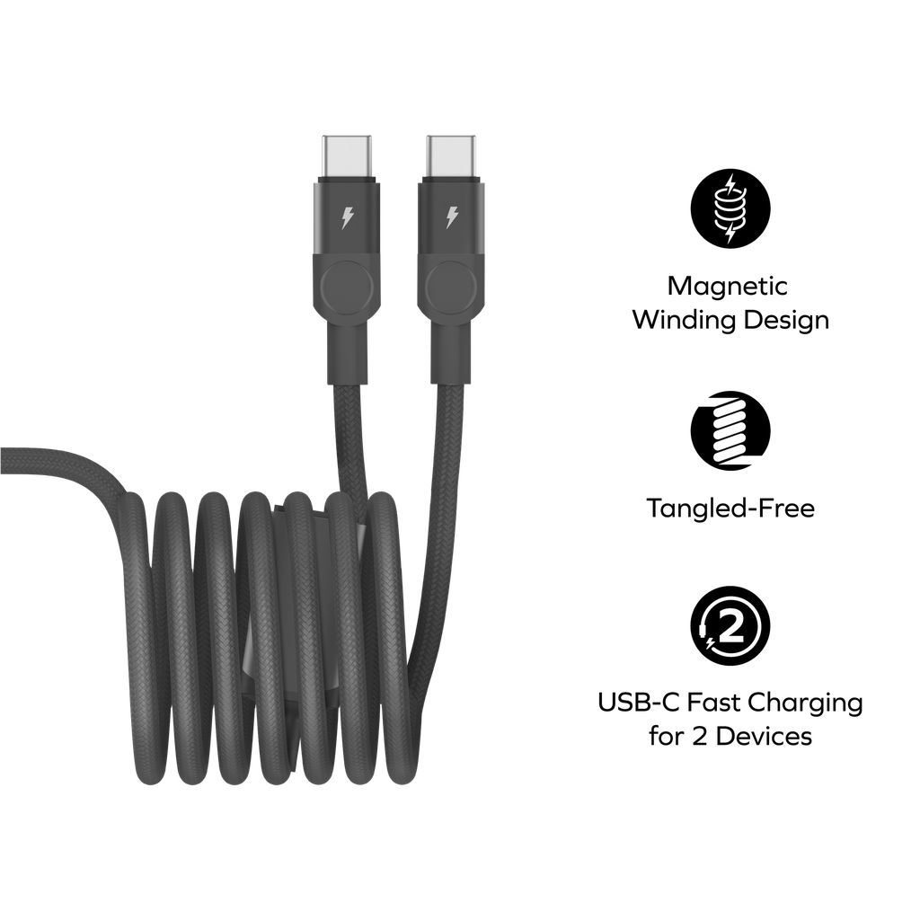 MOMAX MAG LINK 100W USB-C TO DUAL USB-C MAGNETIC CABLE 2M