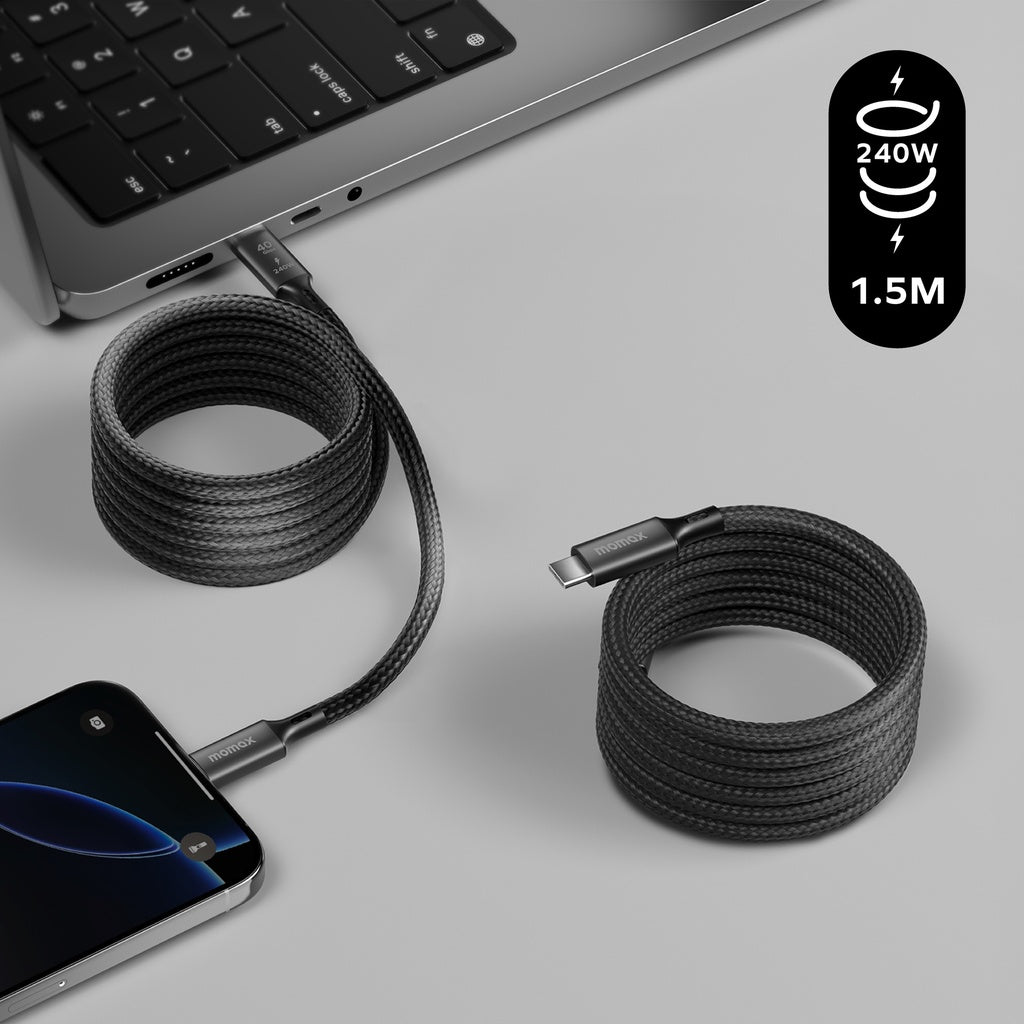 MOMAX MAG LINK 240W USB-C TO USB-C USB4 40GBPS MAGNETIC CABLE 1.5M