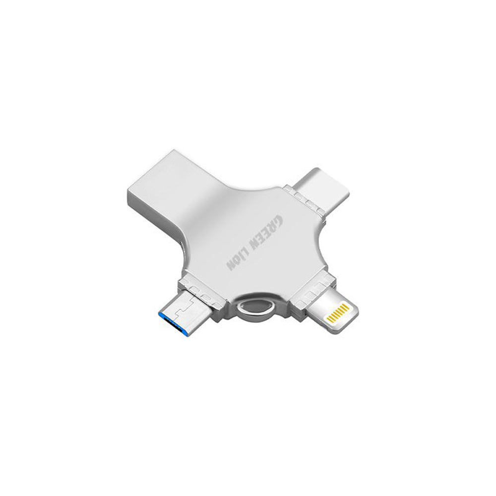 Green Lion 4 in 1 USB Flash Drive 256GB - Silver