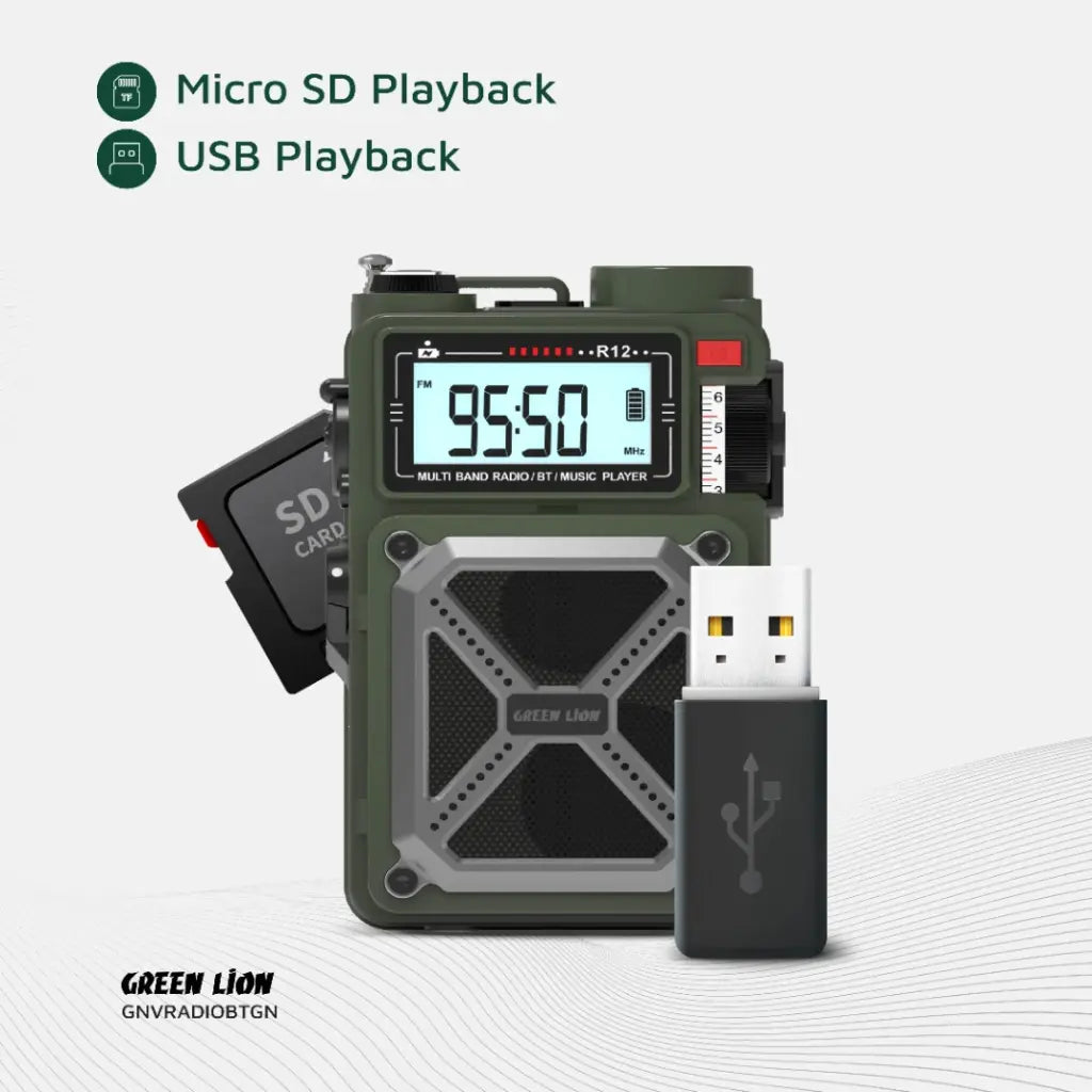 Green Lion Vintage Solar Pro Radio and Bluetooth Speaker with Power Bank