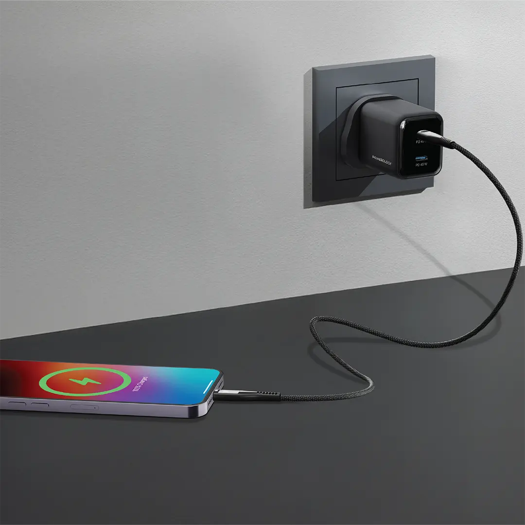 Powerology Volt-x 45W Usb A + Type C Wall Charger