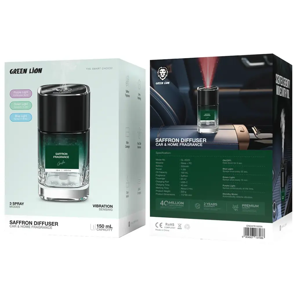 Green Lion Saffron Diffuser Car & Home Fragrance 150 ML