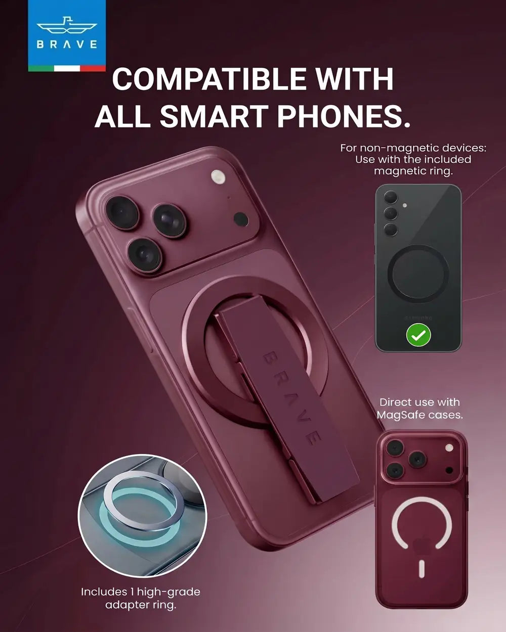 BRAVE Grip 3 in 1 Magnetic Grip And Kickstand - TECH STREET