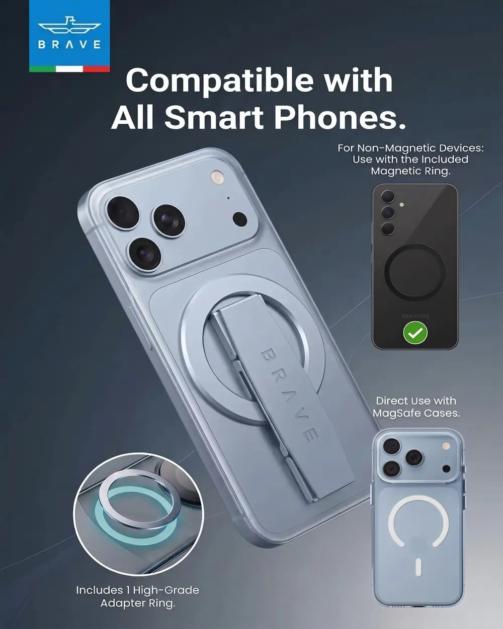 BRAVE Grip 3 in 1 Magnetic Grip And Kickstand - TECH STREET