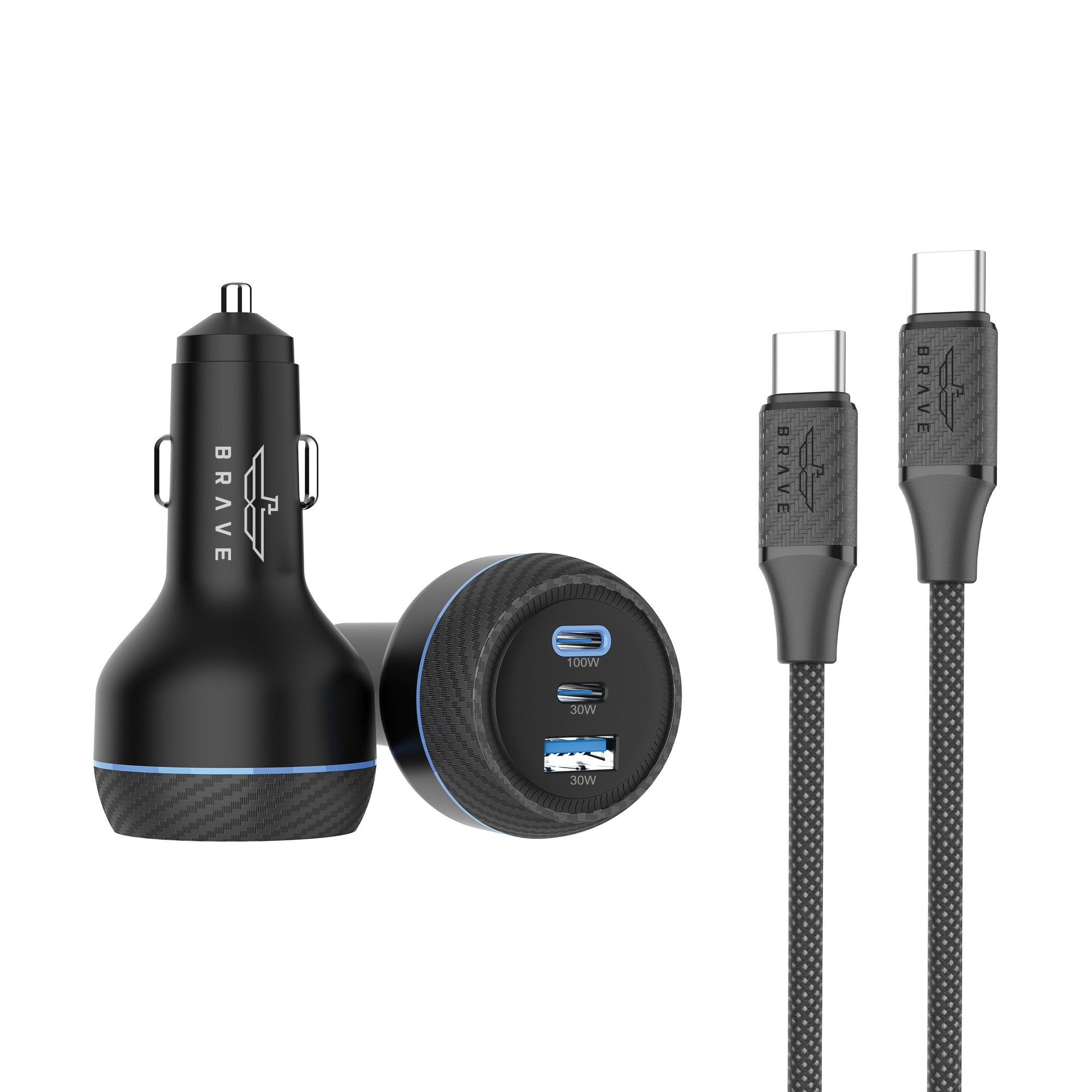 Brave - 160W USB-C Car Charger BCC-25 – 3-Port Fast Charger with 100W Cable - TECH STREET