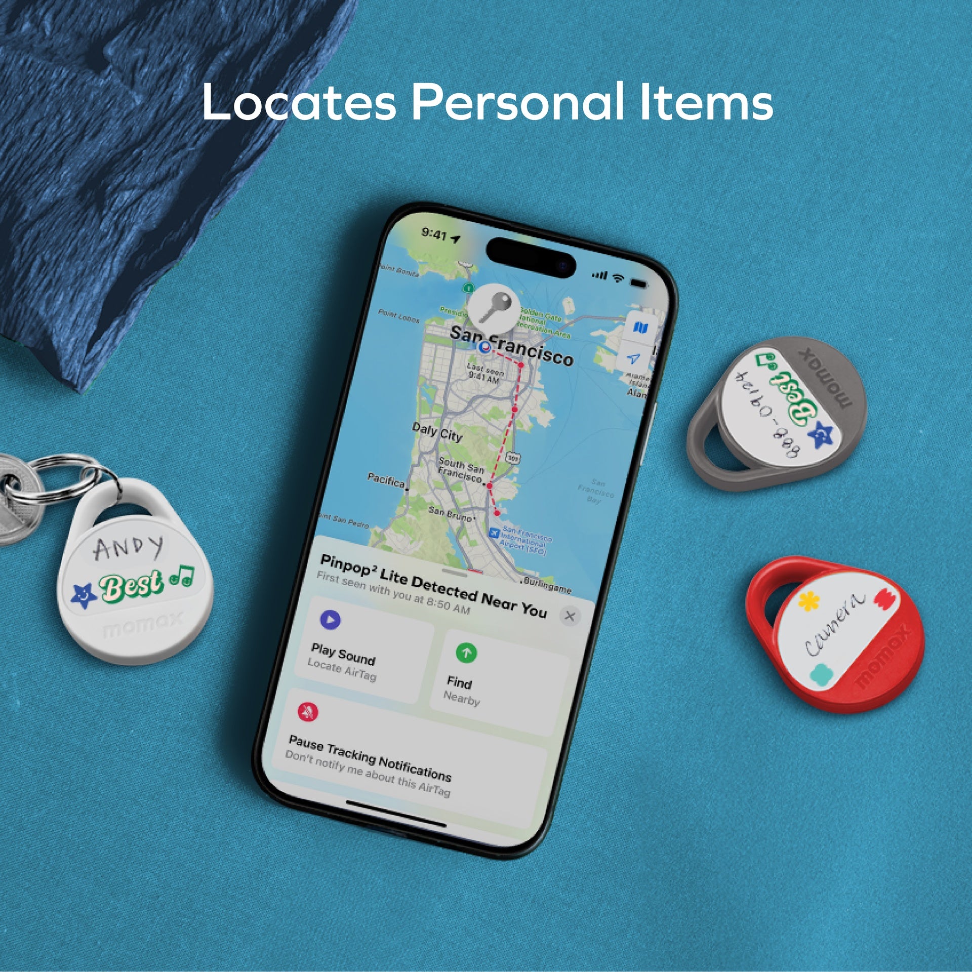 MOMAX PINPOP² LITE FIND MY TRACKER COMPATIBLE WITH APPLE FIND MY & ANDROID FIND MY DEVICES
