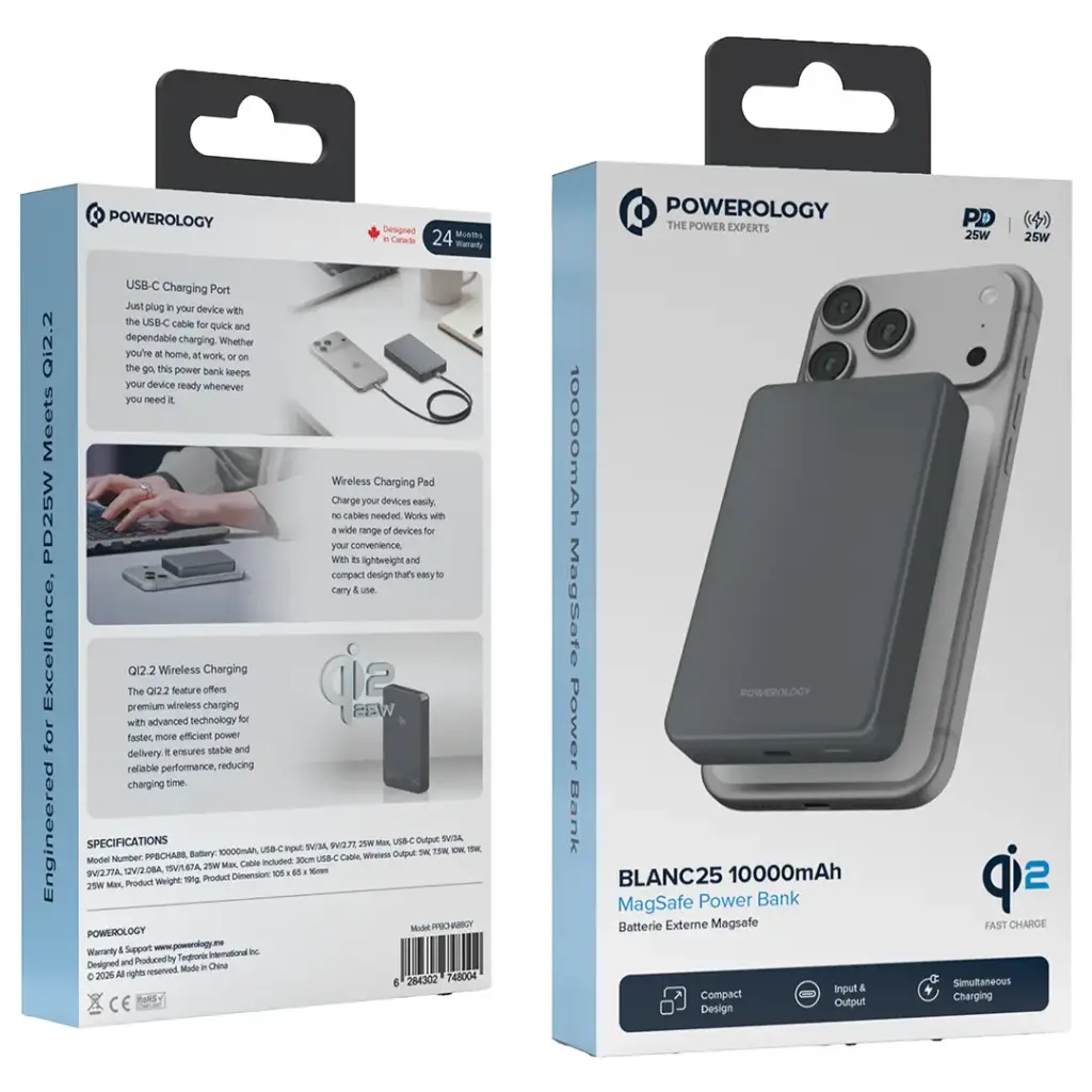 Powerology - Blanc25 10000mAh MagSafe Power Bank