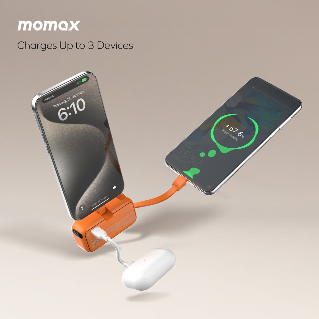 MOMAX 1-POWER MINI 5000mAh 3IN1 POWER BANK WITH USB-C PLUG